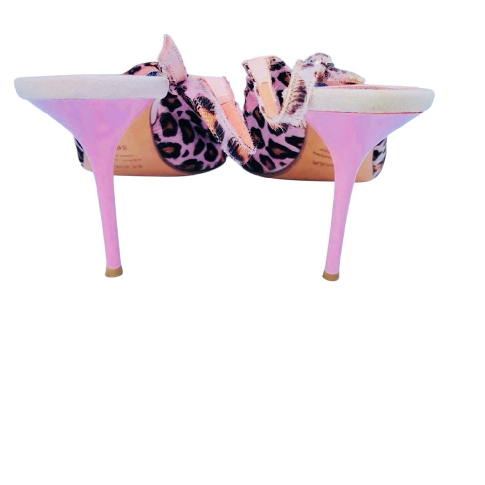 Le Silla pink faux fur leopard; similar to pony hair high heel sling back Sz 8.5 - Picture 10 of 16